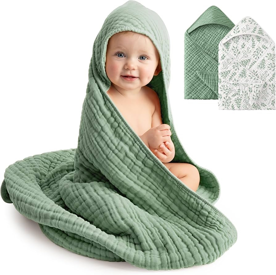 Baby Bath Towels, 100% Muslin Cotton Hooded Baby Towels for Newborn, Infant and Toddler, 2 Pack S... | Amazon (CA)