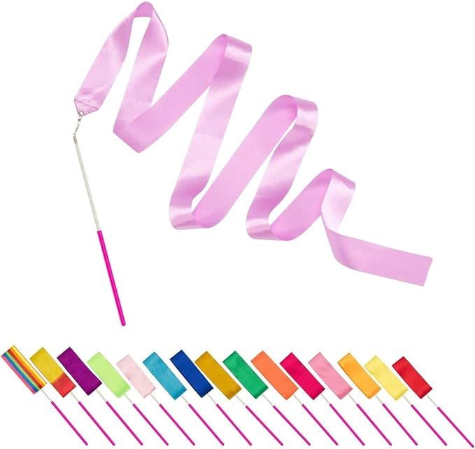 PAMASE Dance Ribbons - 16 Packs Ribbon Wands with Non-Slip Handle for Kids, 6.6ft Rhythmic Gymnas... | Amazon (US)