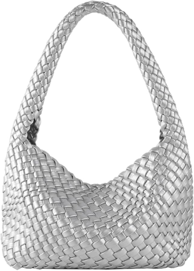 Woven Handbag for Woman Leather Hand Woven Shoulderbag and Purse Small Fashion Shopper Bag | Amazon (US)