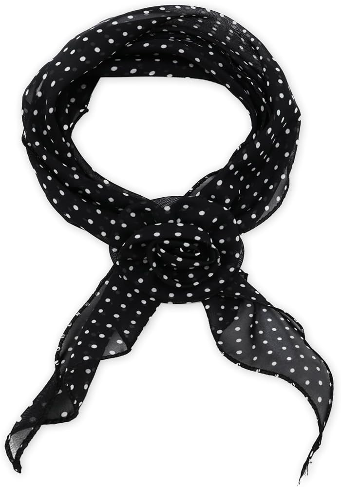 Polka Dot Scarf for Women with Flower, Skiny Scarfs for Date Travel | Amazon (US)