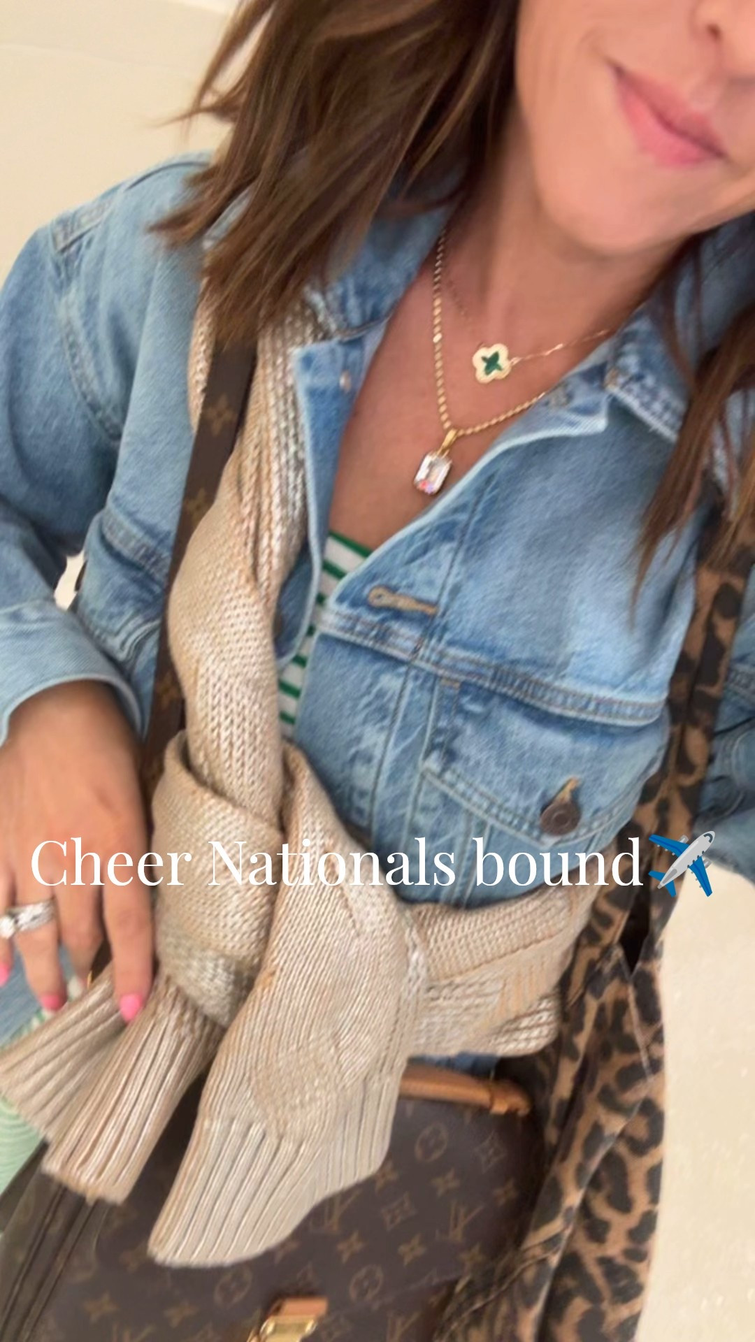 Travel style. Off to cheer nationals with Drew’s team. 
XS stripe set 
MF necklace - use code: twopeasinablog 

#LTKTravel #LTKmomlife