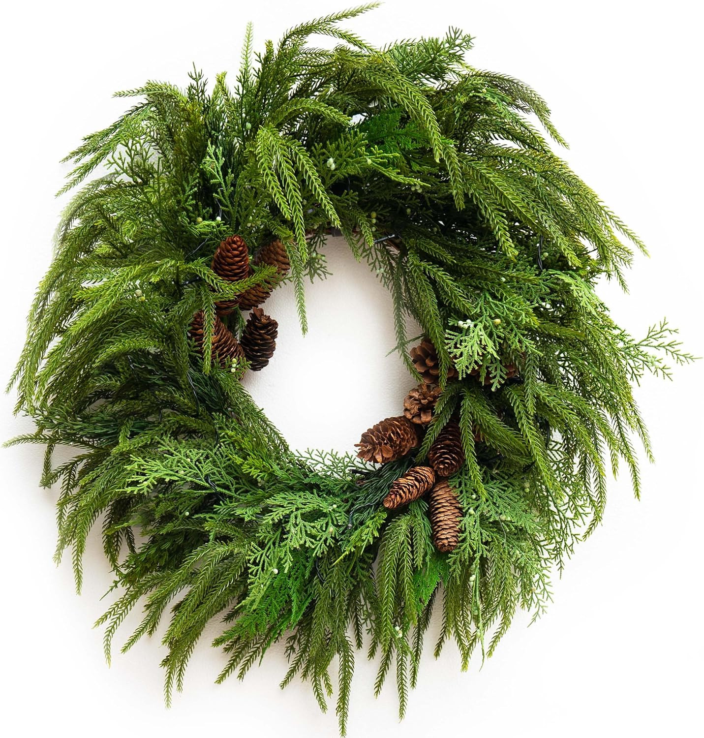 24 Inch Real Touch Norfolk Pine Wreaths for Front Door, Soomeir Artificial Christmas Wreath Green... | Amazon (US)