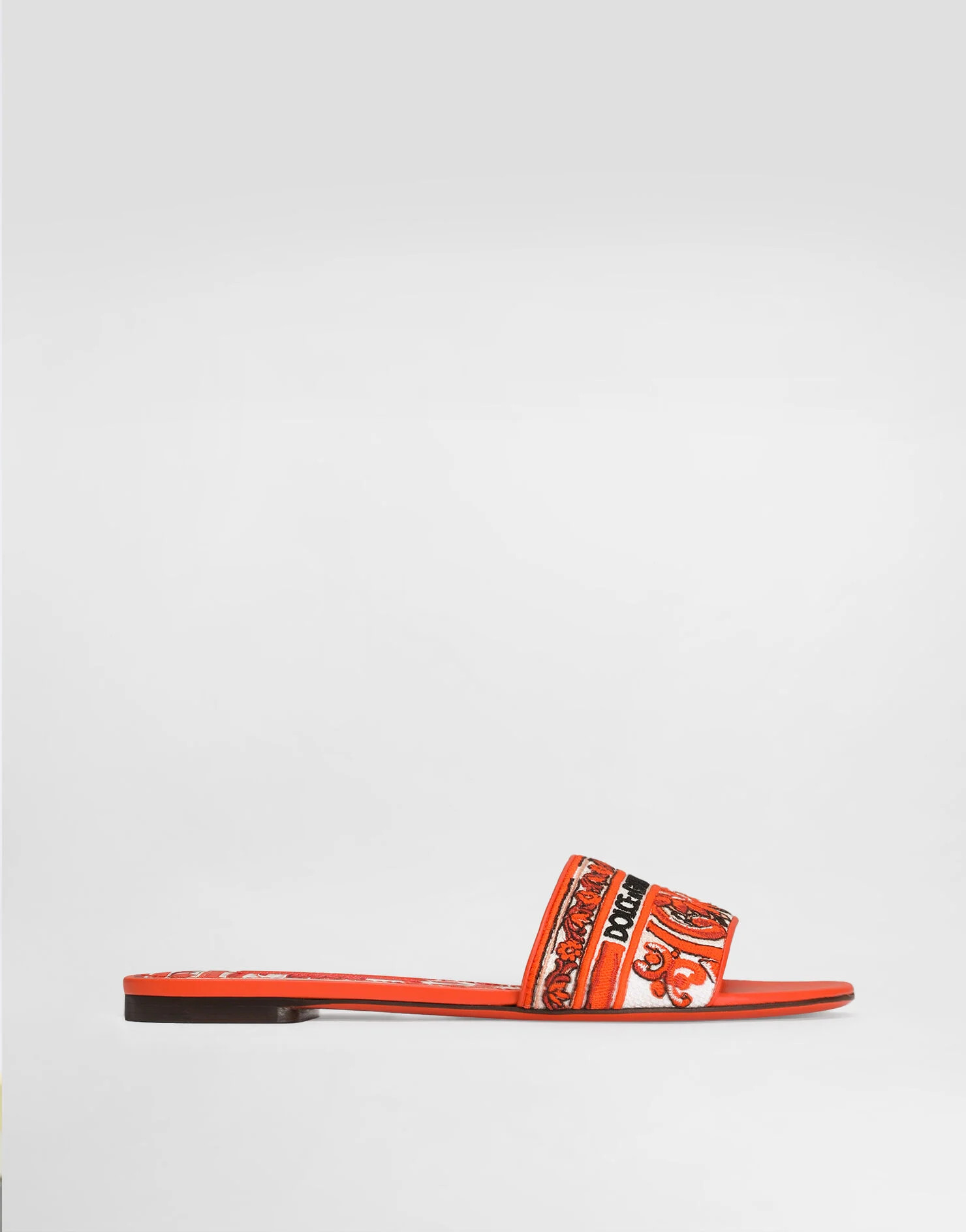 Flat slippers with majolica embroidery | Dolce & Gabbana US