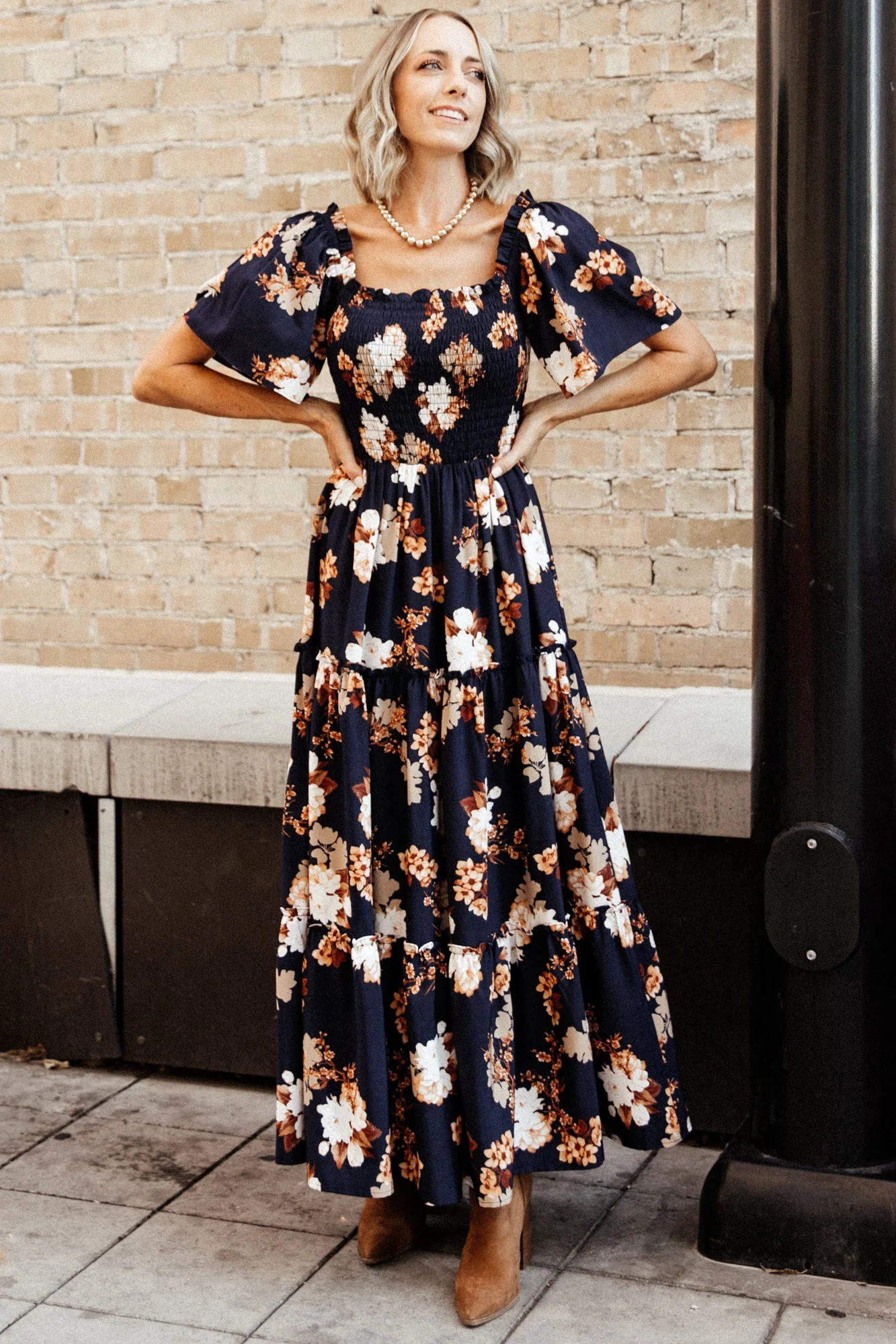 Southampton Smocked Maxi Dress | Navy Multi Floral | Baltic Born