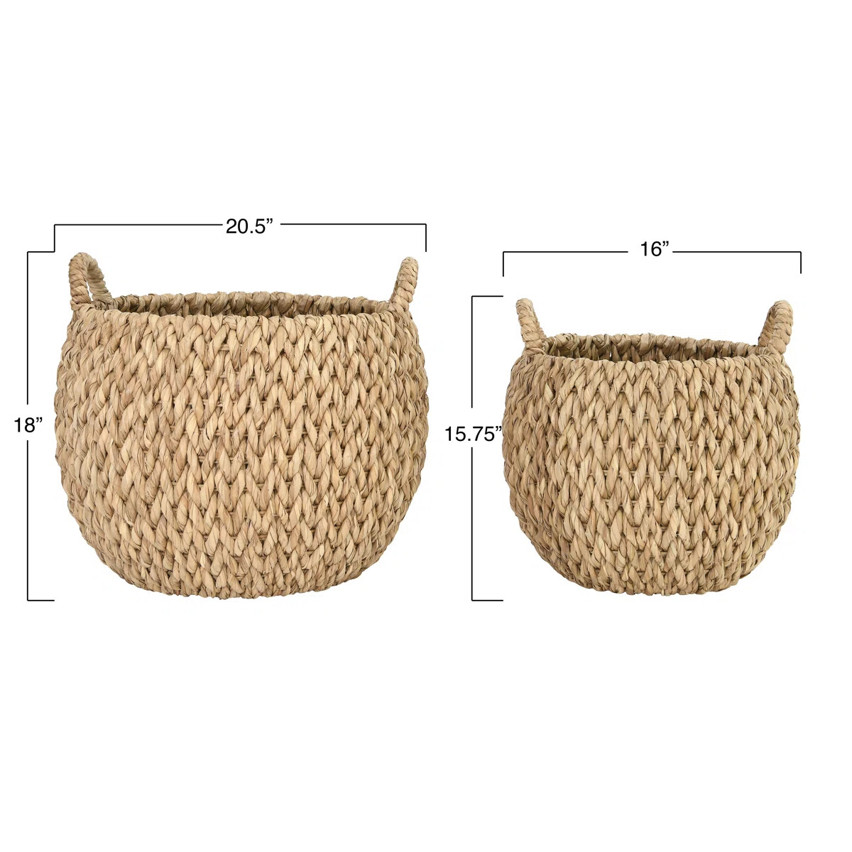 Bayou Breeze Round Hand-woven Water Hyacinth Basket Storage with Handles & Reviews | Wayfair | Wayfair North America