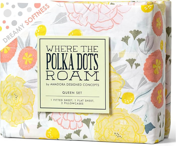 Where The Polka Dots Roam Light Floral Bedsheets Full Size, Super Soft Wrinkle Resistant Bedding ... | Amazon (US)