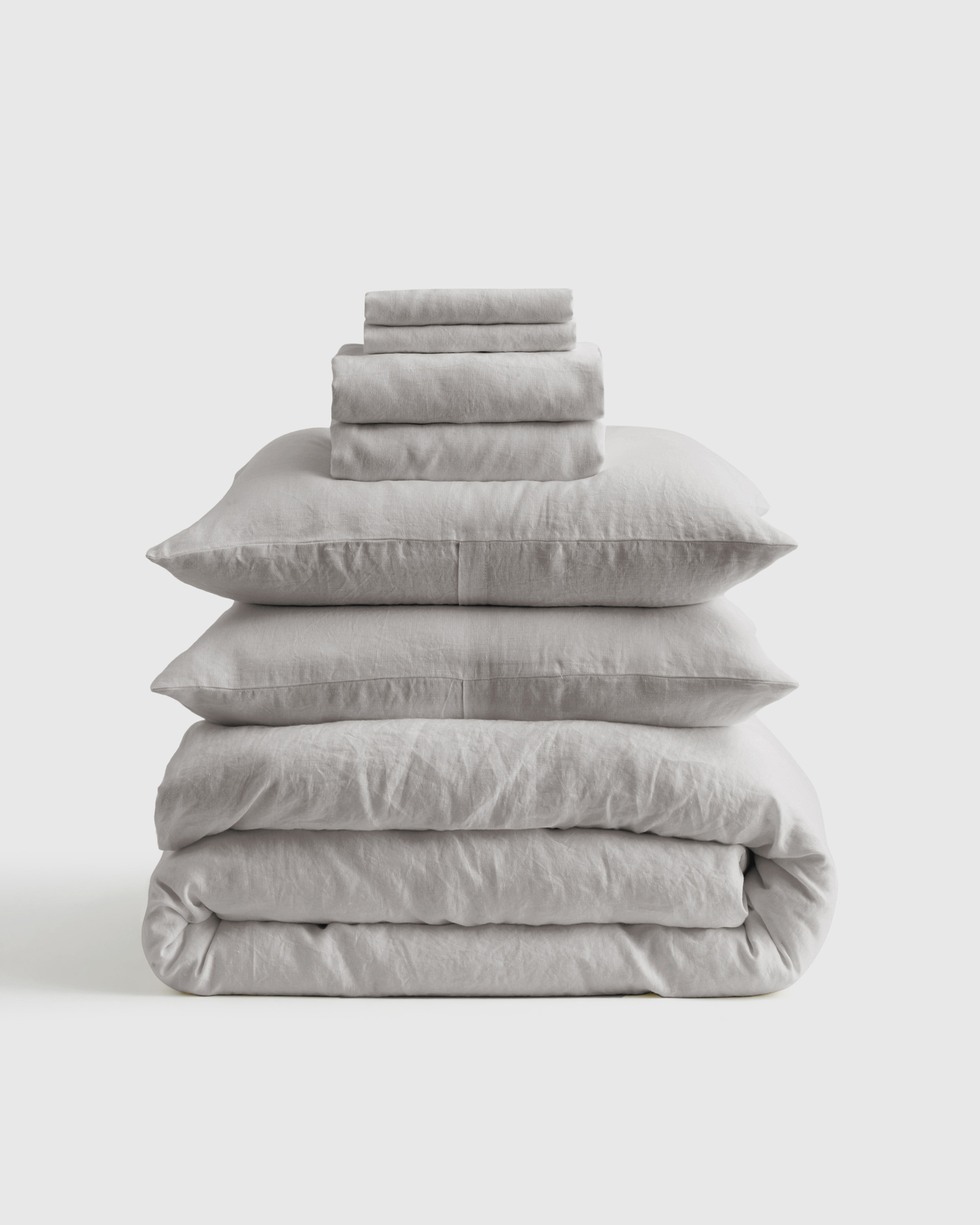 Quince | Linen Duvet Deluxe Bundle in Light Grey Size Queen | Flax | Quince