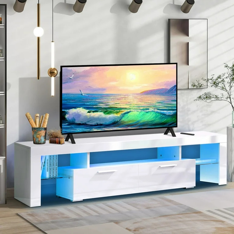 uhomepro TV Stand for TVs up to 70", Living Room Entertainment Center with RGB LED Lights and Sto... | Walmart (US)