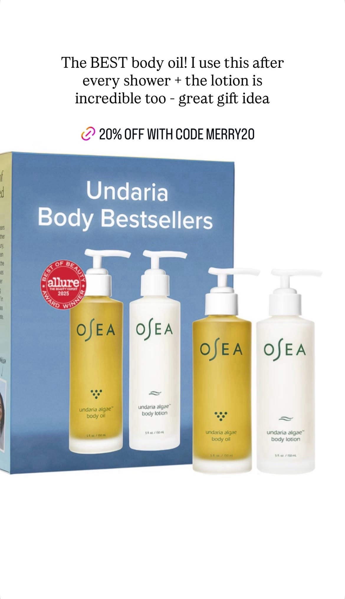 By far the BEST body oil! I use this after every shower and the lotion is incredible as well. Such a great gift idea! 🎁

#LTKGiftGuide #LTKBeauty #LTKSaleAlert