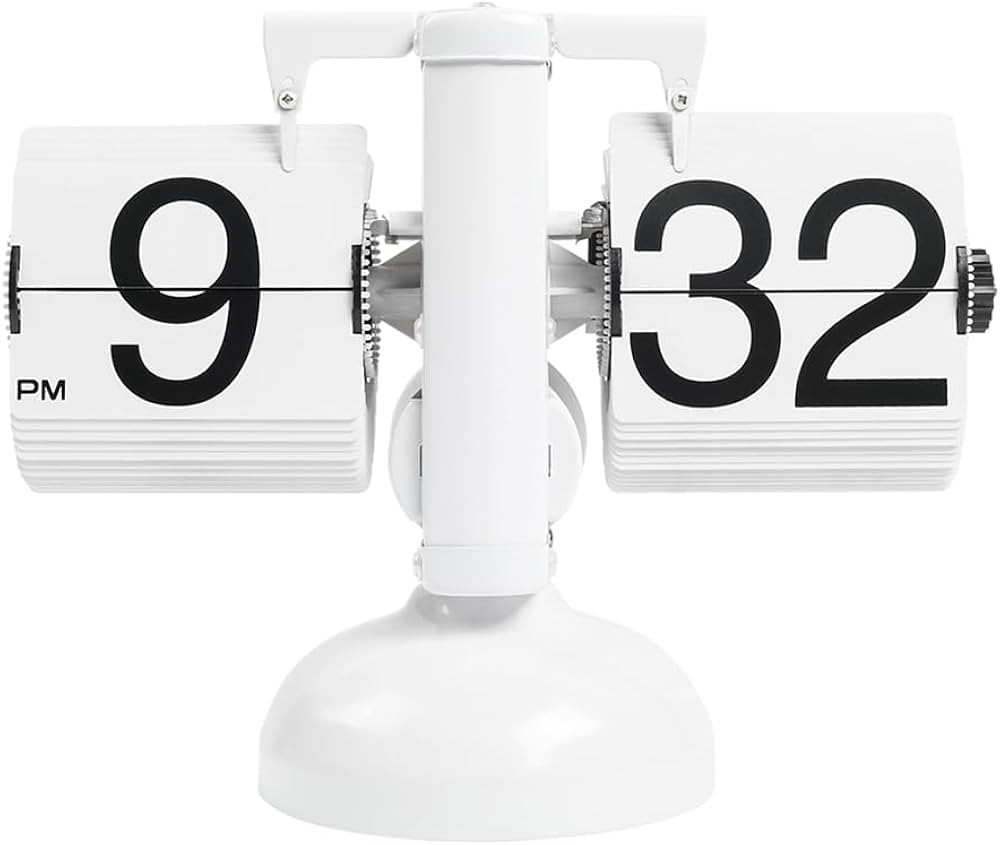 mooas Flip Desk Clock (White), Retro Vintage Design Auto Flip Clock Desk Clock Table Clock Large ... | Amazon (US)