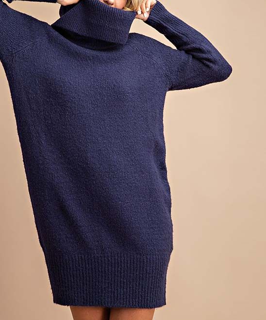 Avenue Hill Women's Sweater Dresses NAVY - Navy Turtleneck Sweater Dress - Women | Zulily