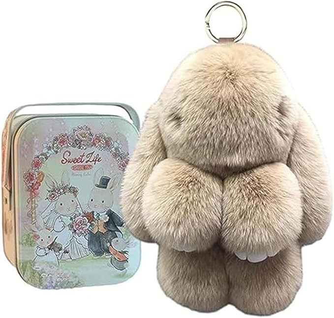 Bunnylulu Keychain with Box, Bunnylulu Keychain with Tin, Bunnylulu Cute Plush Key chain | Amazon (US)