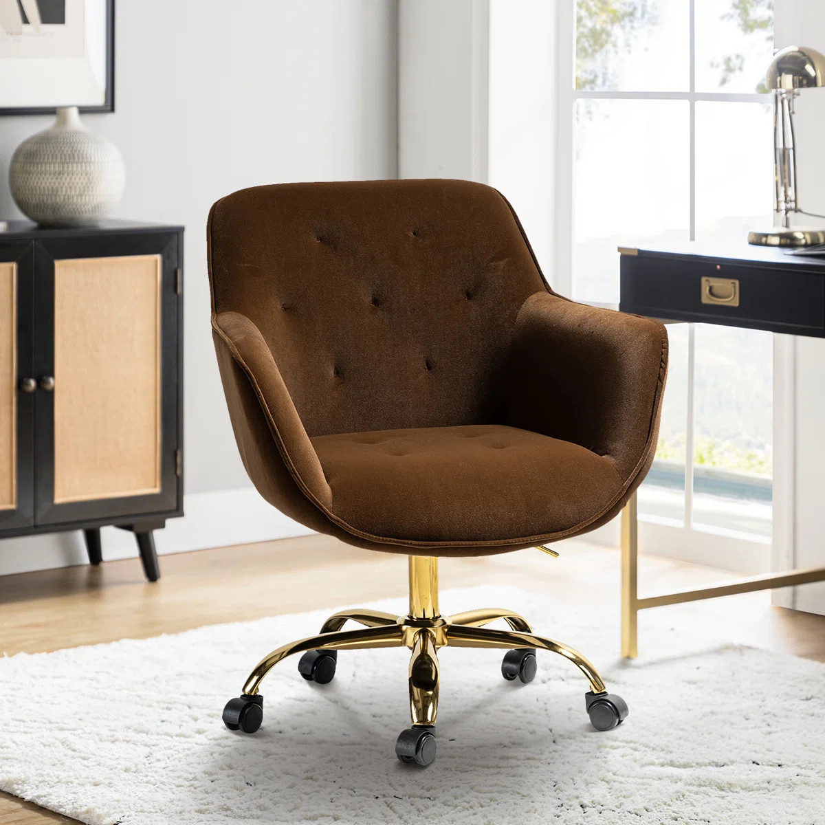 Clio Task Chair with Height Adjustable and Velvet Upholstery | Wayfair North America