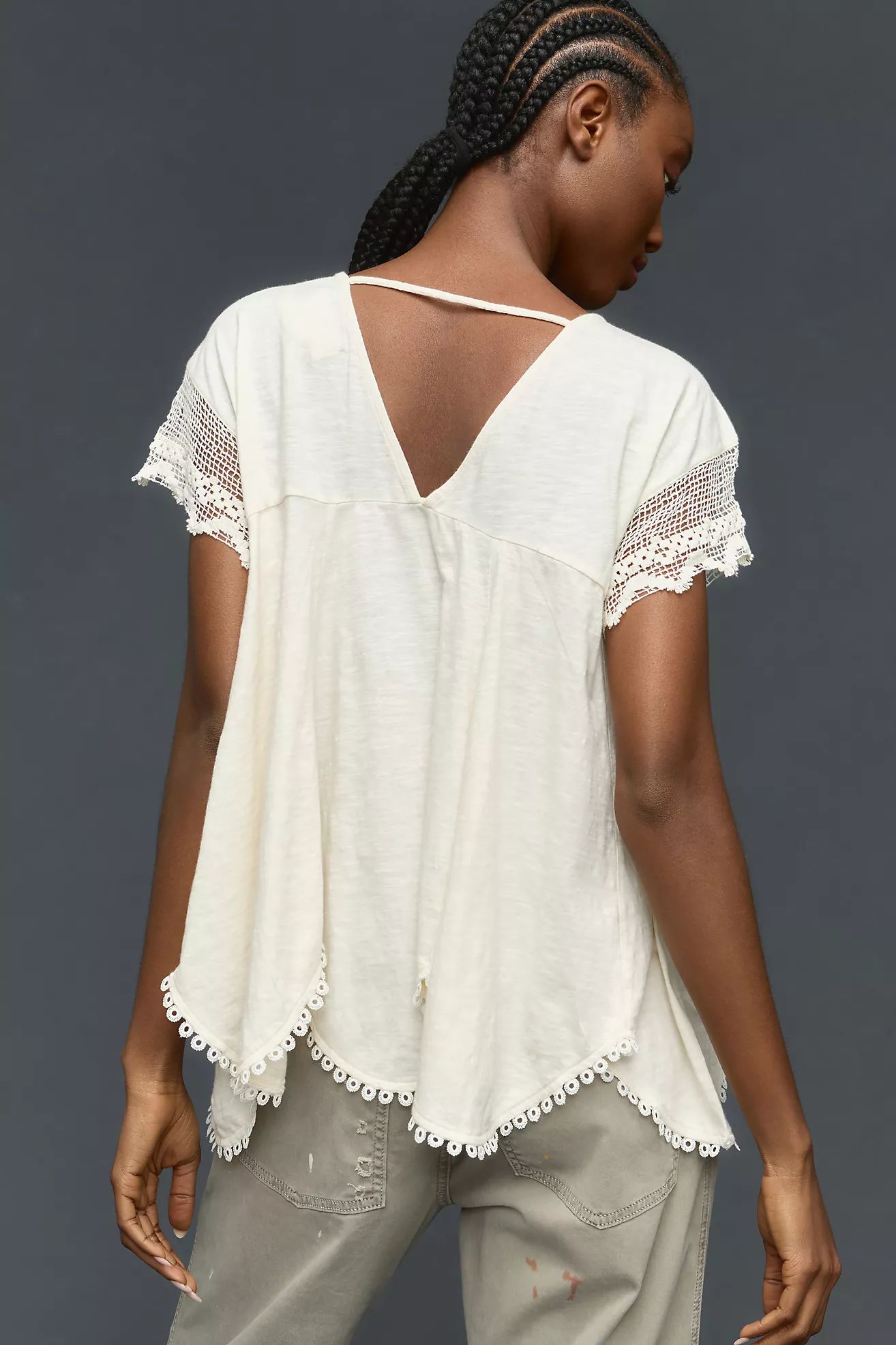 By Anthropologie V-Neck Lace Swing Top | Anthropologie (US)