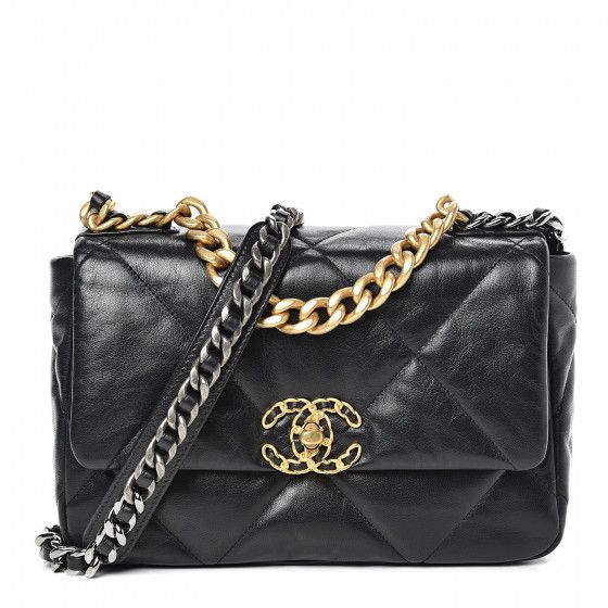 CHANEL Lambskin Quilted Medium Chanel 19 Flap Black | Fashionphile