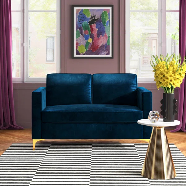 Adalynn 51" Velvet Square Arm Loveseat | Wayfair Professional
