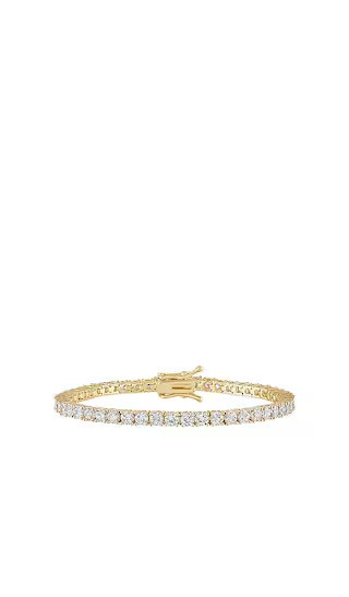 Alexa Leigh Crystal Tennis Bracelet in Metallic Gold. | Revolve Clothing (Global)