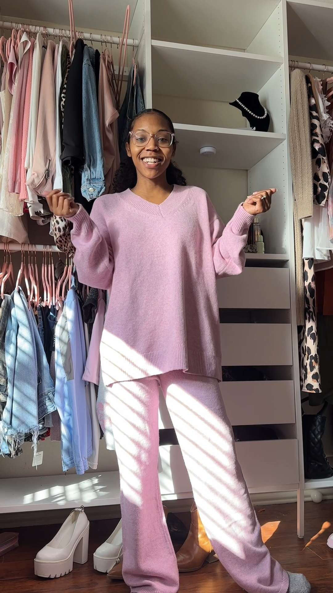 A little stay at home mom outfit of the day featuring this cute pink lounge set from Gap! I'm wearing a small petite top and xs petite pants both in Sugar Pink 💕 

 

#LTKgrwm #LTKPetite #LTKootd