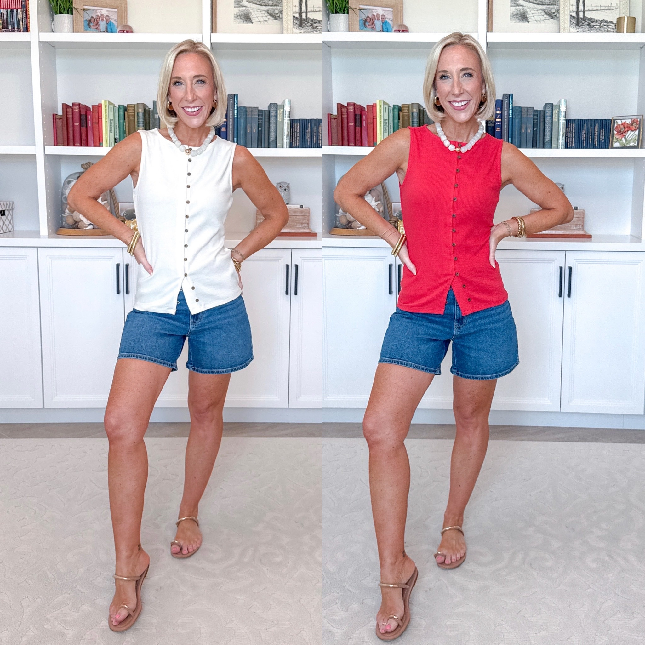 Walmart - part 1 * Flutter Sleeve Top - size XS. $26.50. 2 colors. * High Rise Denim Shorts, 5" Inseam - size 0. $17.98. 3 washes. Button Front Tank Top - size XS. $14.98. 3 colors. 

#LTKSeasonal#LTKOver40#LTKPetite