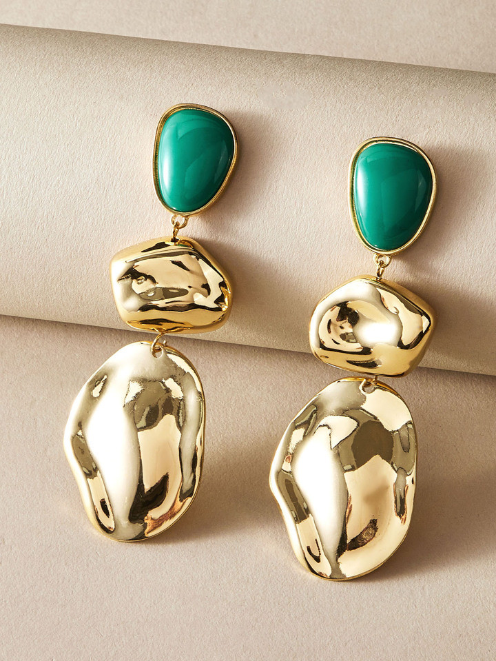 1pair Irregular Metallic Drop Earrings | SHEIN