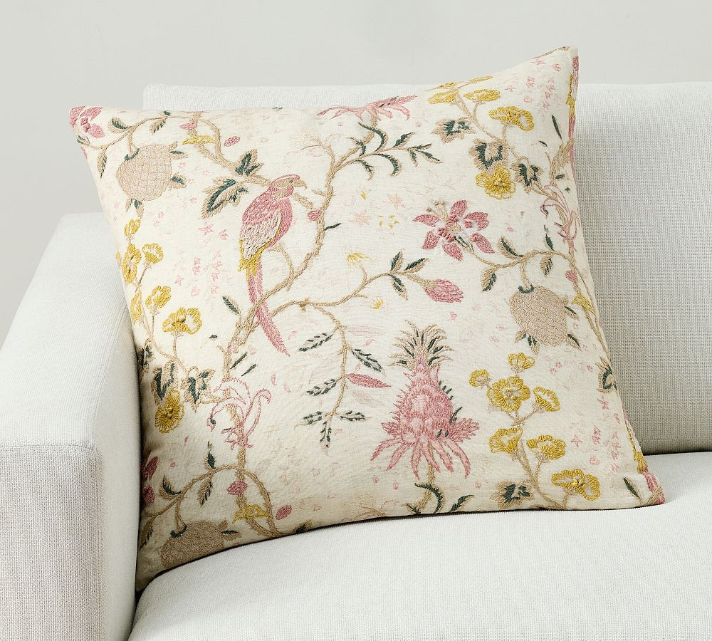 Vintage Islands Tropical Bird Embroidered Pillow | Pottery Barn (US)
