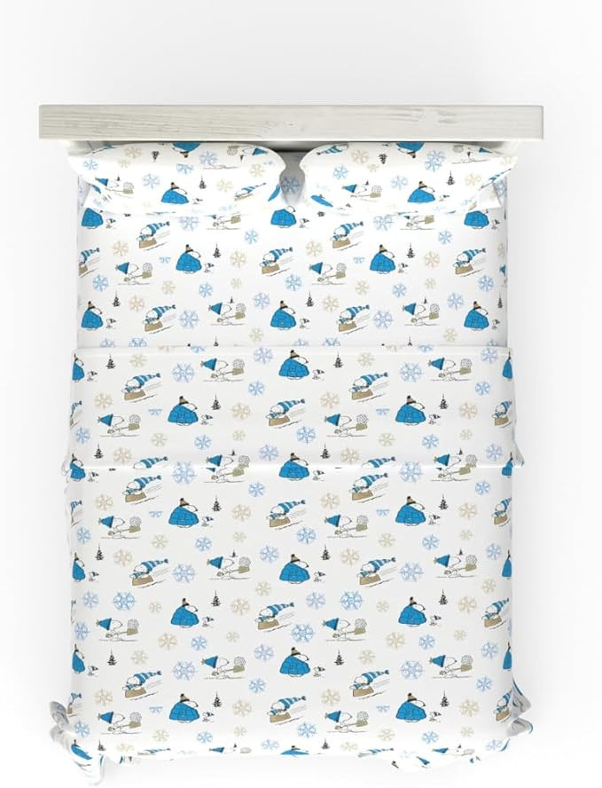Franco Peanuts Snoopy Puffer Coat Holiday & Christmas Bedding Super Soft 100% Cotton Flannel Shee... | Amazon (US)