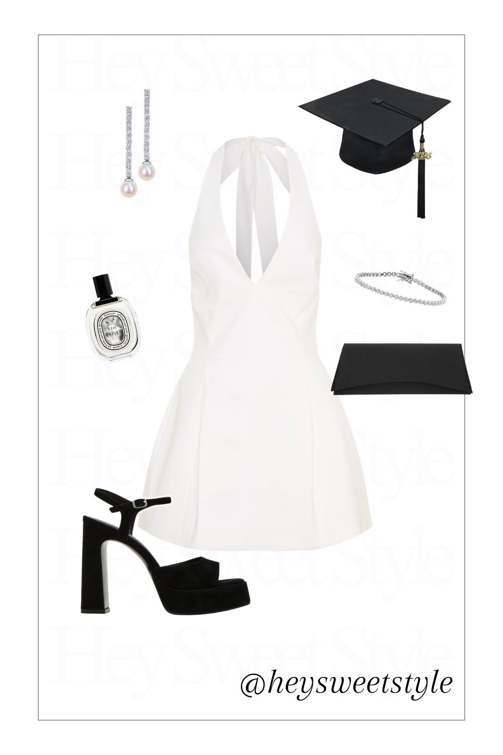 Halter dress & black accessories | 10 College Graduation Outfit Ideas 🎓