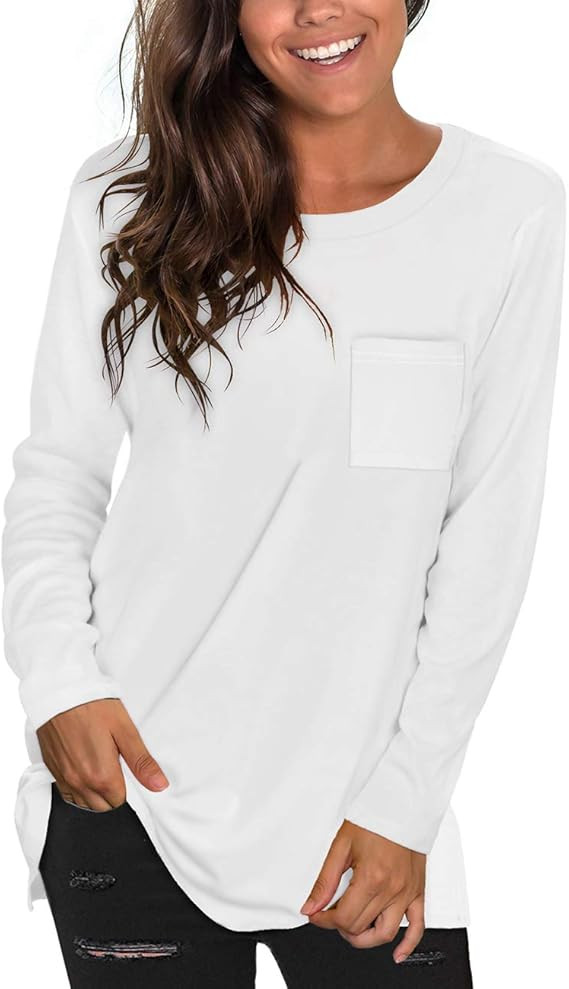 NSQTBA Womens Long Sleeve Shirts for Leggings Tops Loose Fitting Fall Clothes | Amazon (US)