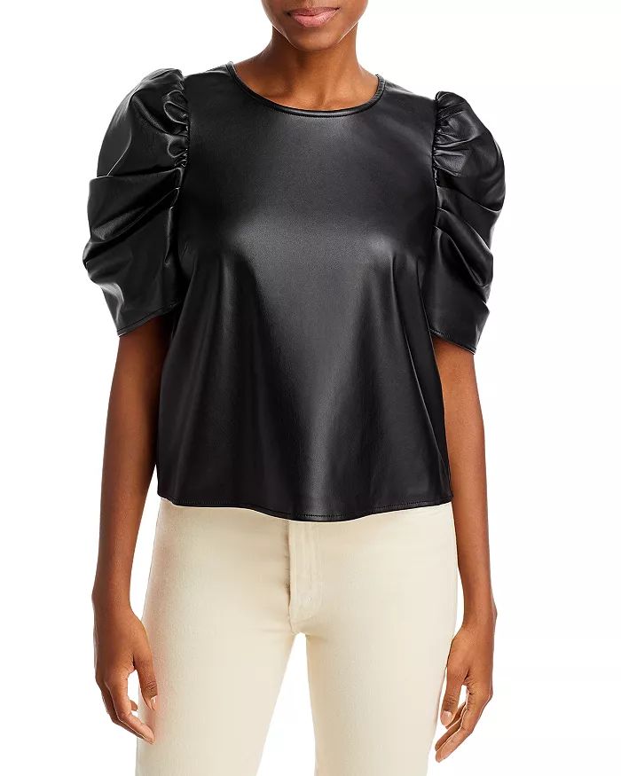 Kira Faux Leather Puff Sleeve Top | Bloomingdale's (US)