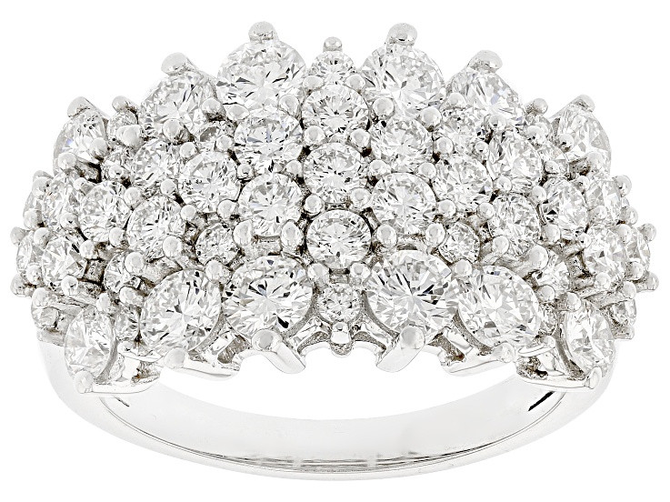 White Lab-Grown Diamond G SI Rhodium Over Sterling Silver Cluster Ring 3.00ctw - LGD715 | JTV Jewelry