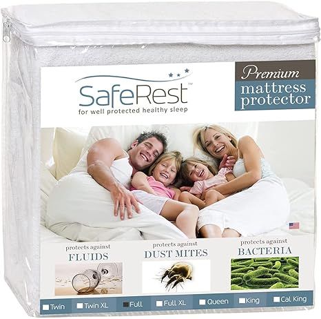 SafeRest Mattress Protector - Full Size Cotton Terry Waterproof Mattress Protector, Breathable Fi... | Amazon (US)