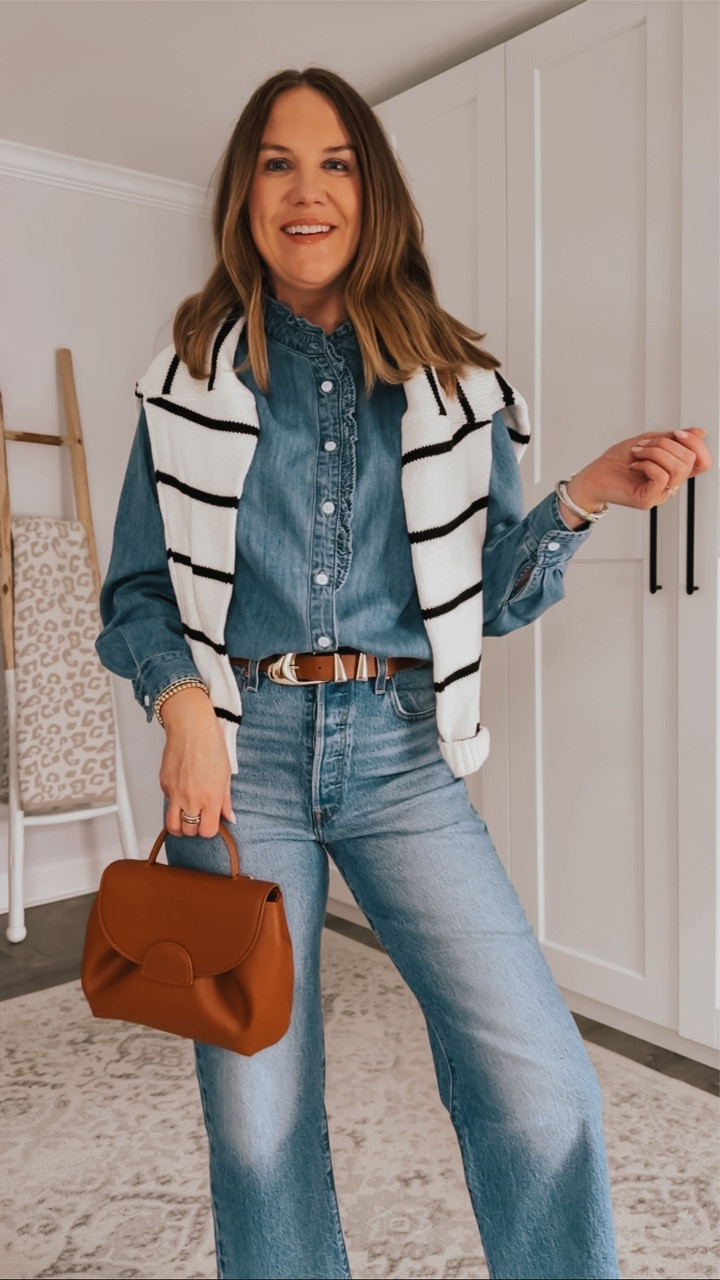 This gem looks like it’s straight out of a J. Crew ad! Makes for the perfect denim in denim look💙 Plus it’s 85% cotton! I’m in a medium.

Classic style, timeless style, style at midlife, fashion over 40, over 40 style, how to style a denim shirt, Canadian tuxedo

#LTKootd #LTKSaleAlert #LTKOver40