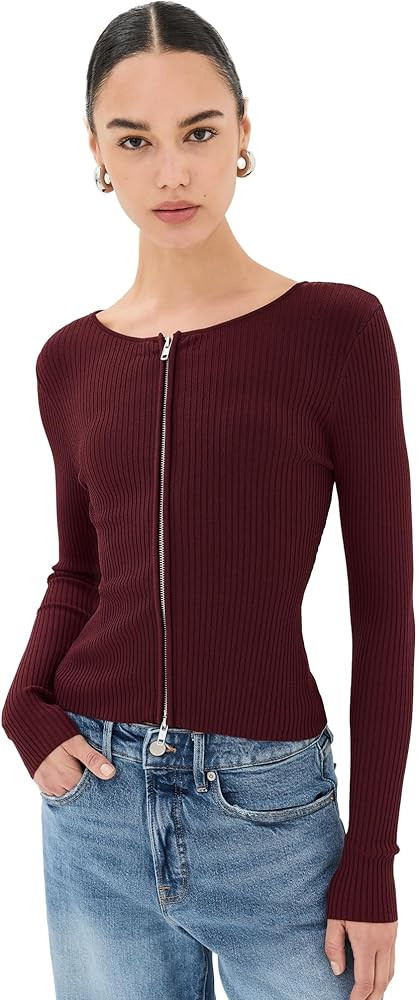 Good American Women's Virgo Rib Zip Front Sweater | Amazon (US)
