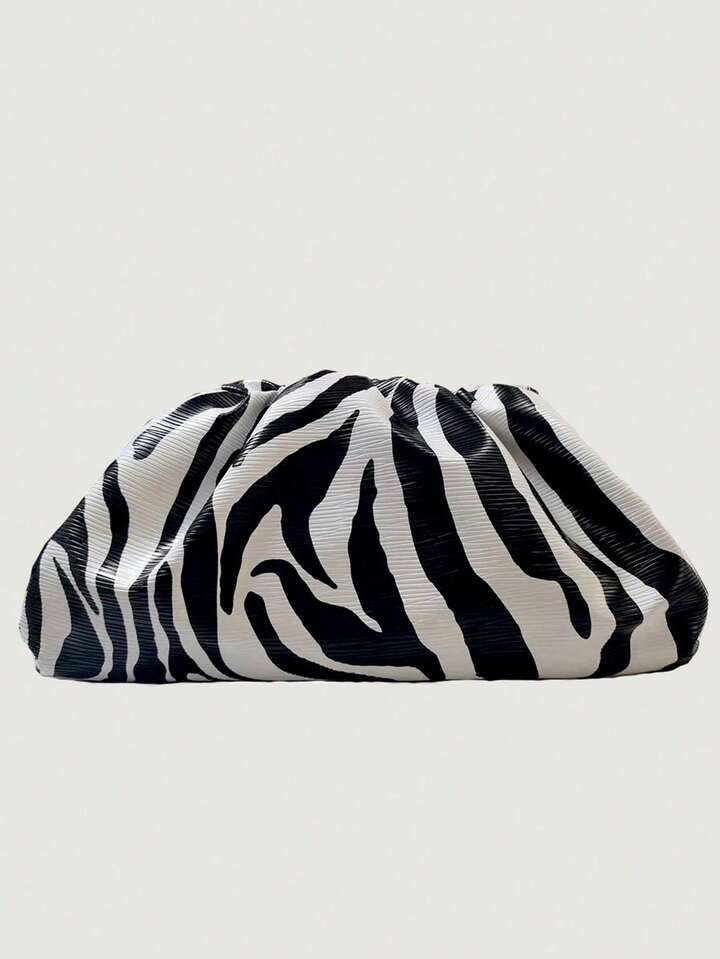 Fashion Day Clutch Dumpling Bag Zebra Holographic Cloud Bag Clip Purse Bag Women Pleated Pouch To... | SHEIN