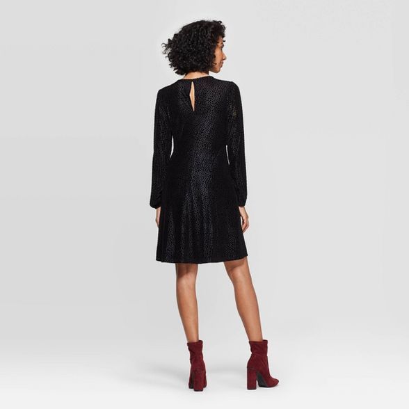 Women's Long Sleeve V-Neck Velour A-Line Dress - A New Day™ | Target