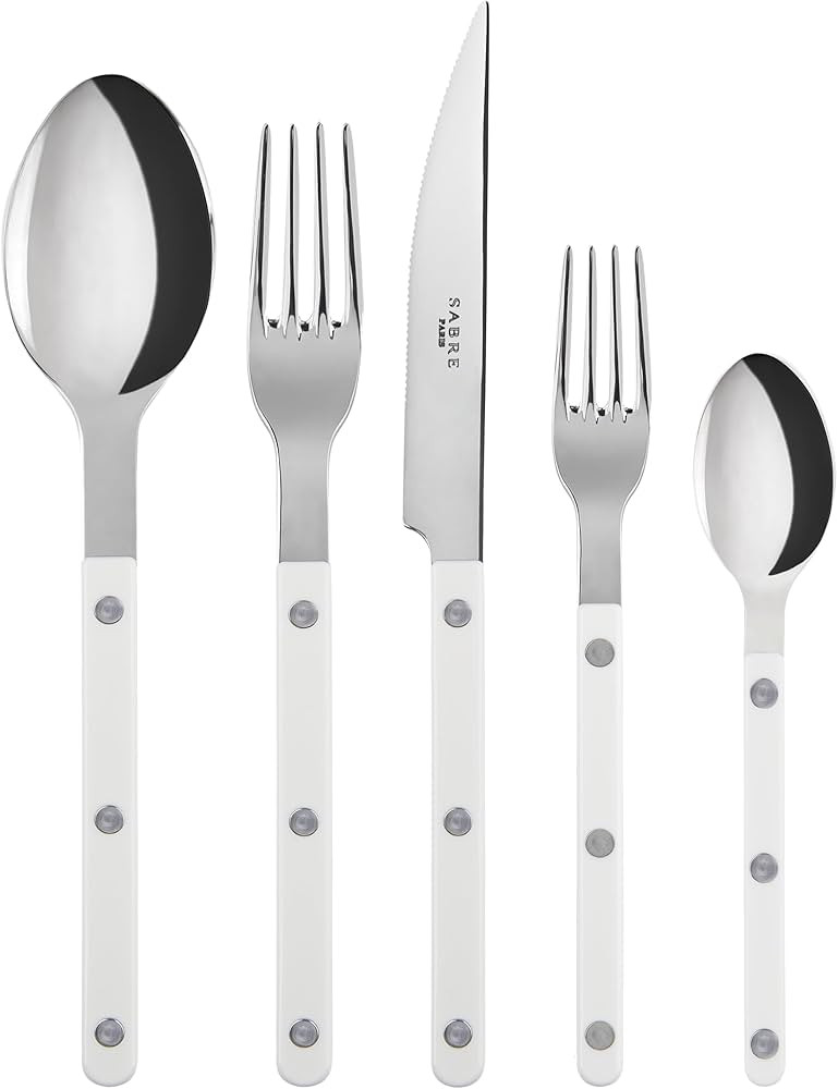 Amazon.com: SABRE PARIS - 5-Piece Flatware Set - Bistrot Collection - Knife, Fork, Soup Spoon, Te... | Amazon (US)
