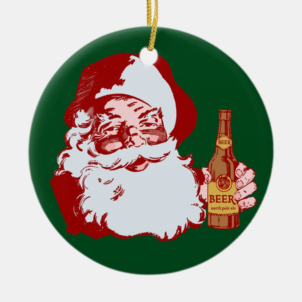Retro Santa Claus with a Beer Christmas Funny | Zazzle