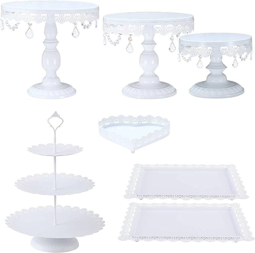 Amazon.com: 7 Pcs Cake Stands Set,Metal Cupcake Holder Stand Set,Pastry Trays Dessert Towers Plat... | Amazon (US)