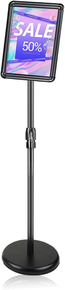 BURFERLY Black Color 8.5x11 inches Display Stands,Height 31~52 inch Front-Loading snap Frame,Thic... | Amazon (US)