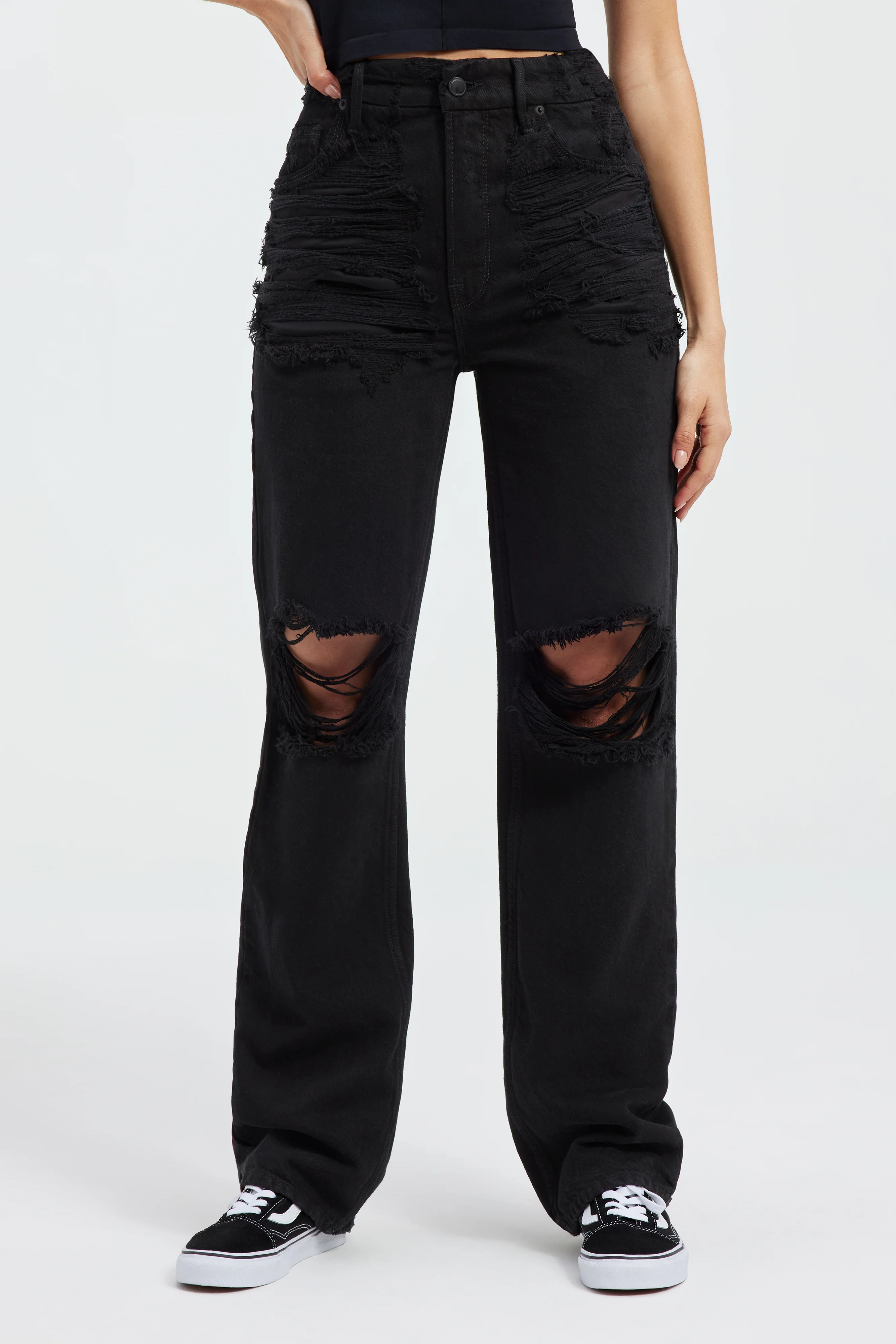 GOOD '90s SHREDDED JEANS | BLACK253 | Good American