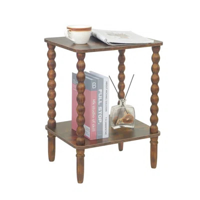 Side Table, Small End Table With 2-Tier Shelf, Vintage Night Stand With Storage,(Black) | Wayfair North America