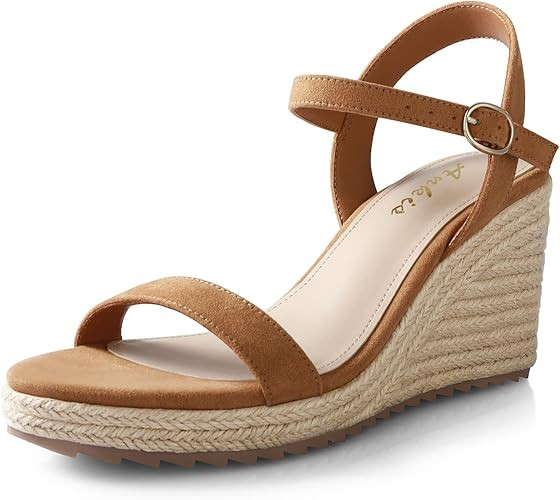 Ankis Platform Wedge Sandals for Women, Black Brown White Nude Espadrille Womens Wedge Sandals Co... | Amazon (US)