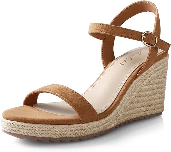 Ankis Platform Wedge Sandals for Women, Black Brown White Nude Espadrille Womens Wedge Sandals Co... | Amazon (US)