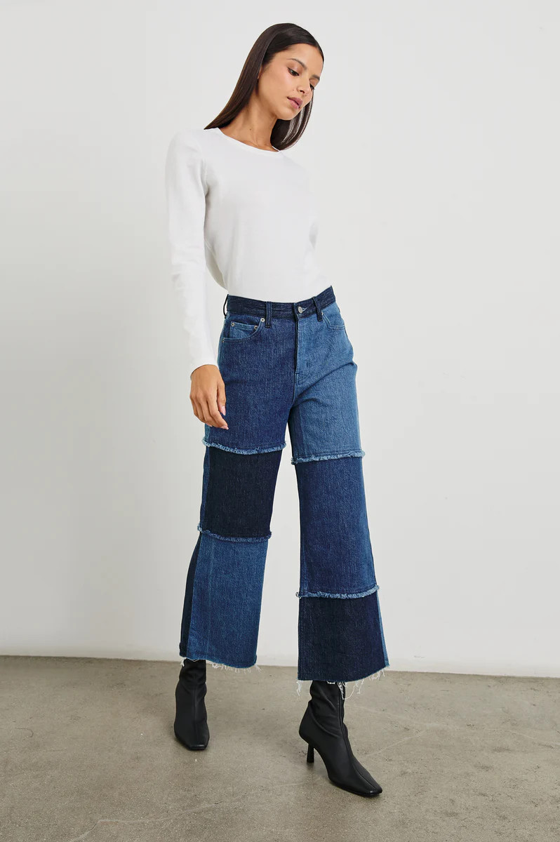 GETTY CROP WIDE LEG - INDIGO PATCHWORK | Rails