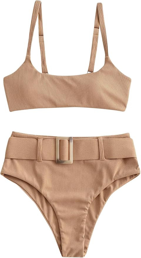 SOLY HUX Women's Spaghetti Strap High Waisted Bikini Bathing Suits 2 Piece Swimsuits | Amazon (US)