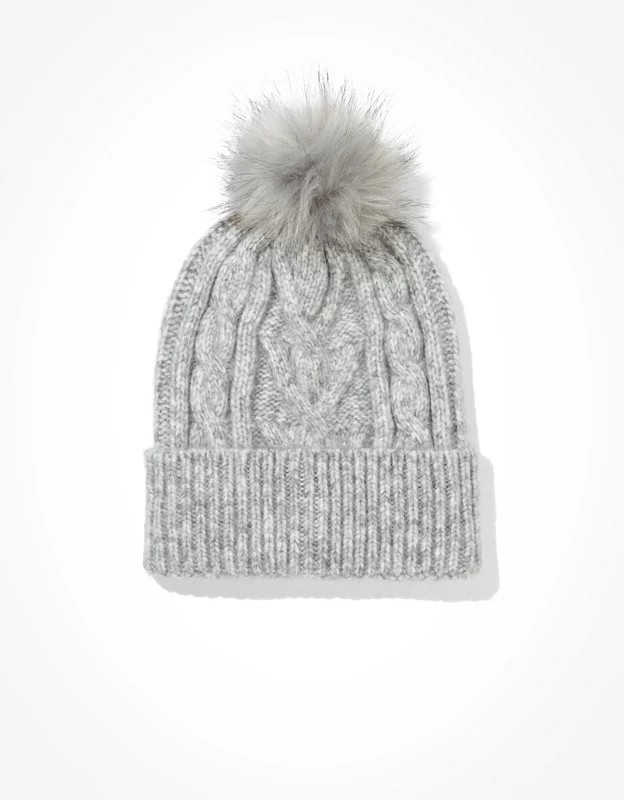 AE Cable Knit Pom Beanie | American Eagle Outfitters (US & CA)