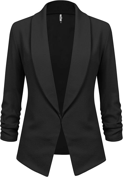 Lock and Love Women 3/4 Sleeve Blazer Open Front Cardigan Jacket Work Office Blazer | Amazon (US)
