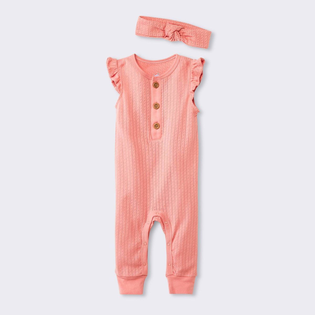 Baby Girls' Pointelle Romper with Headwrap - Cloud Island™ Pink | Target