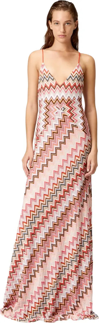 Long Patchwork Dress With Zig Zag Pattern And Crossed Straps | Nordstrom