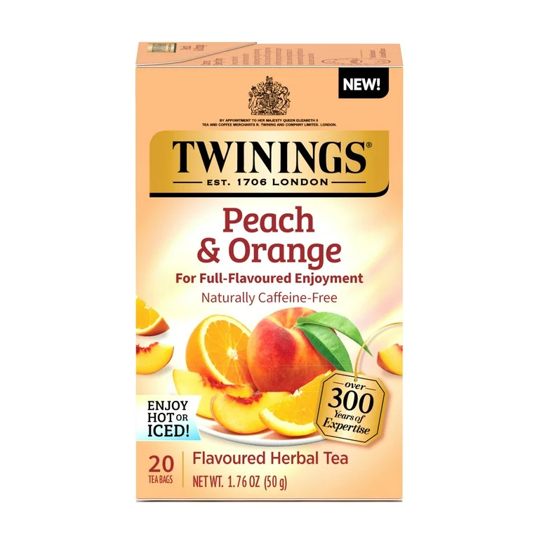 Twinings Peach & Orange Herbal Tea Bag, 20 Count Box | Walmart (US)